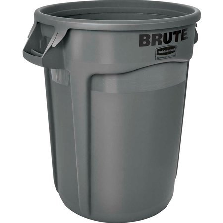 RUBBERMAID COMMERCIAL Round Vented Trash Can, Gray, Plastic FG263200GRAY